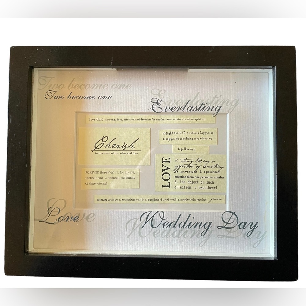 Handmade Wedding Guestbook Standing Frame 10"x8"x1" and 48 White Wooden Hearts